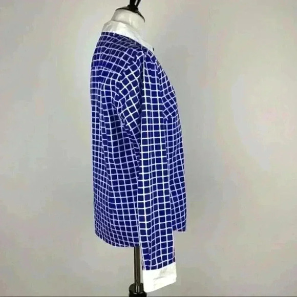 Tommy Hilfiger top size L Blue white window pane - Picture 3 of 10
